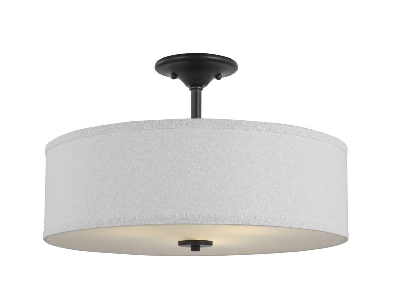 Progress Lighting Inspire Collection Graphite 3-Light 18in Semi-Flush Mount