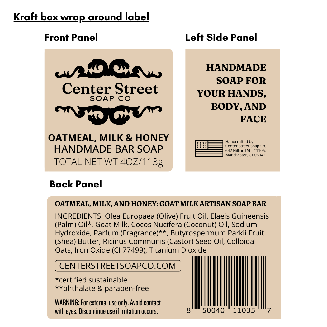 Oatmeal, (Goat's) Milk & Honey Handmade Bar Soap