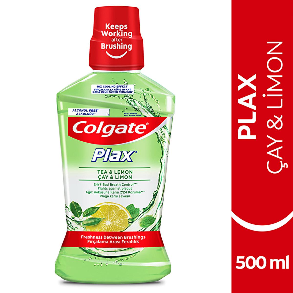 Colgate Plax Tea & Lemon Alcohol-Free Mouthwash 16.91 fl oz - Oral Care Without Alcohol, Fluoride Mouthwash for Plaque Fighting