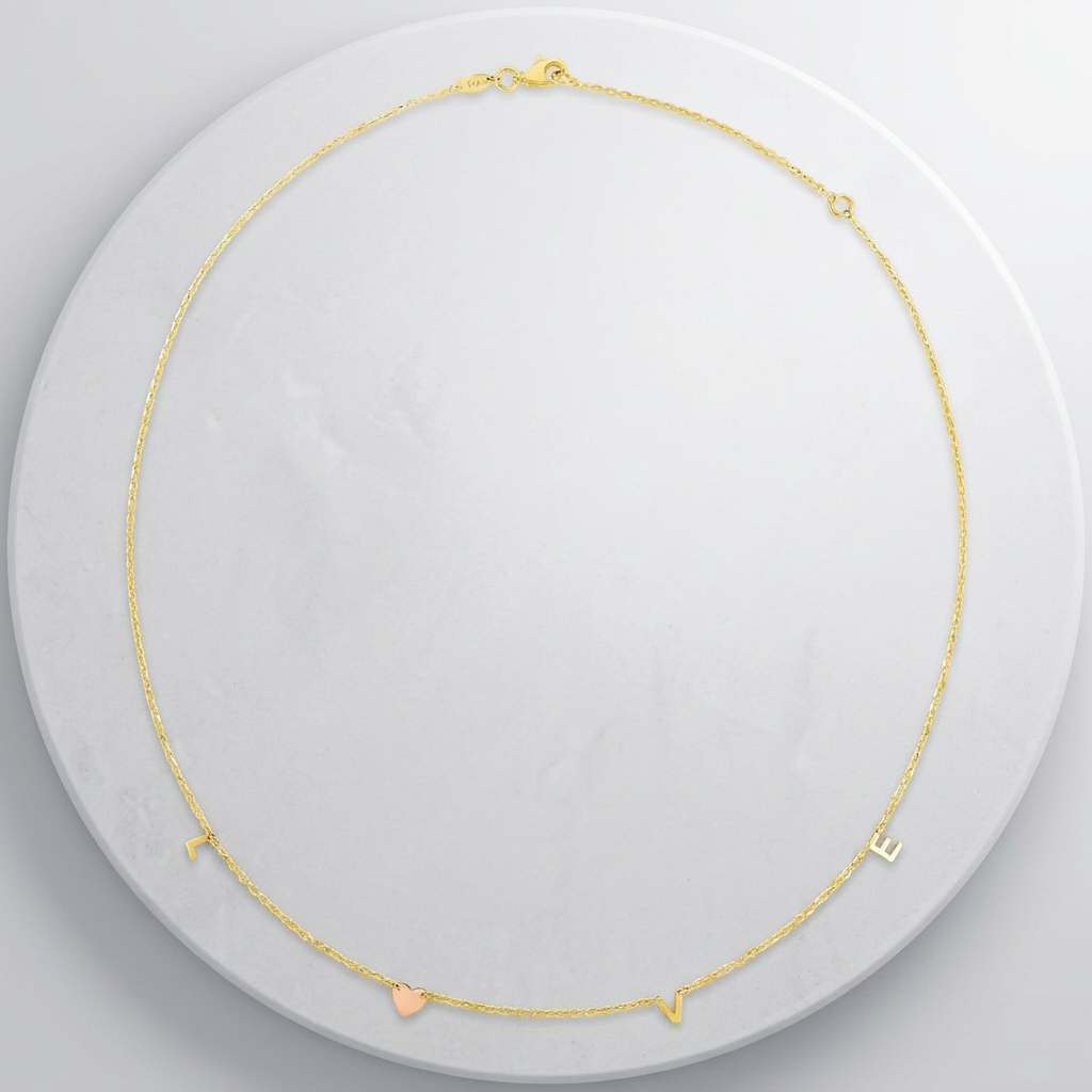 14k Two Tone Gold Love Necklace