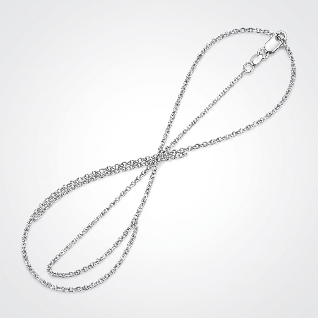 14k White Gold Round Cable Link Chain 1.2mm