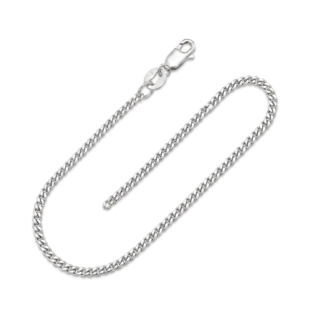 10k White Gold Gourmette Chain 1.5mm