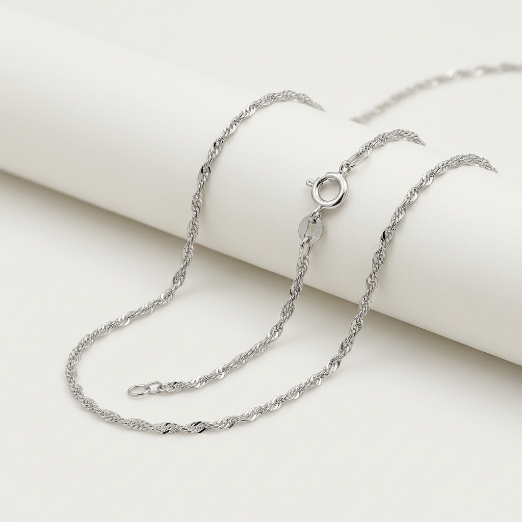 10k White Gold Singapore Chain 1.0mm