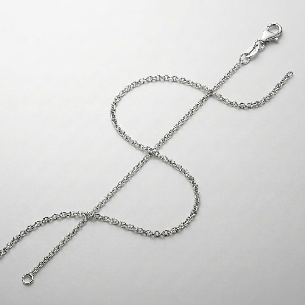 14k White Gold Round Cable Link Chain 1.3mm