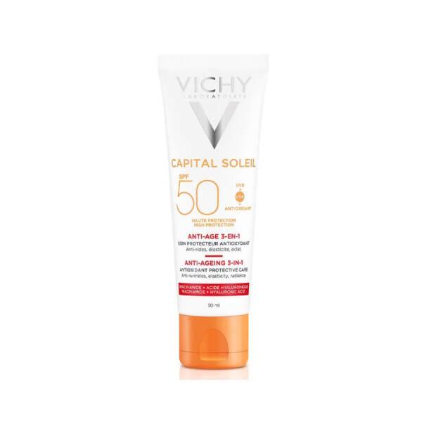Vichy Ideal Soleil SPF50 Anti-Ageing Sunscreen Cream - High SPF Facial Protection for Sensitive Skin