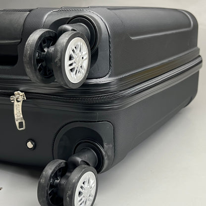 DEJUNO (3 PACK) Light Weight Expandable Spinner Rolling Suitcase Set BLACK 2207DJBF