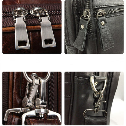 Men's Large Capacity Leather Handbag Computer Briefcase