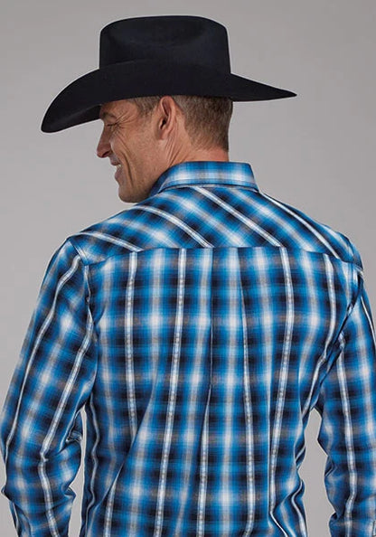 Roper 2173 Aztec Dobby (Blue) - Men's Western Shirt