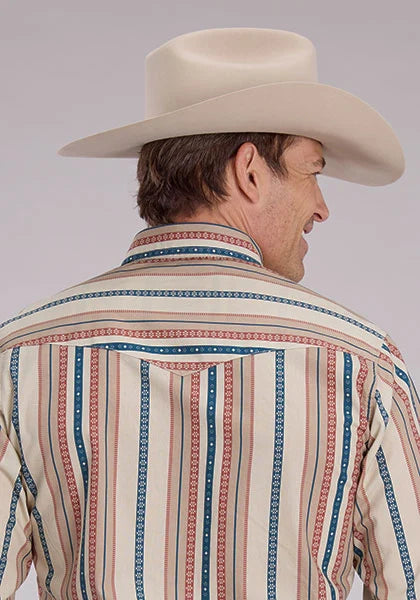 Roper 2469 Southwest Stripe (Tan) - Men's Western Shirt