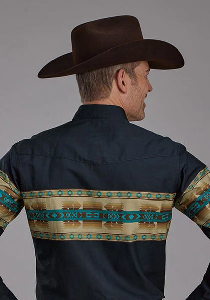 Roper 2120 Aztec Border (Navy) - Men's Western Shirt