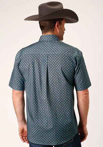 Roper 1451 Cottage Foulard (Blue) - Men's Short Sleeve Shirt