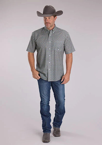 Roper 2501 Medallion Foulard (Grey) - Men's Short Sleeve Shirt