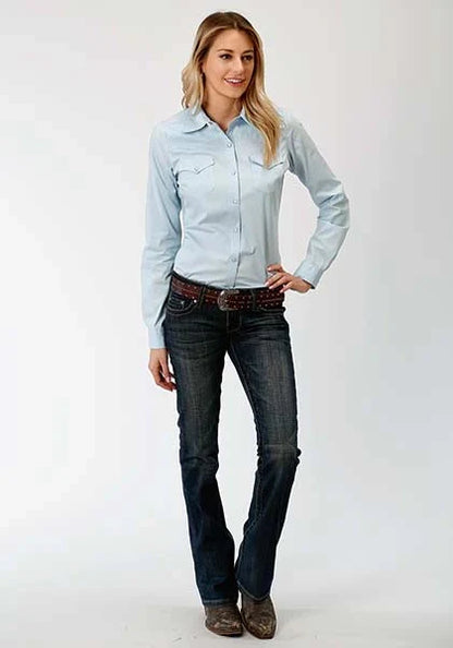 Roper Solid Poplin (Light Blue) - Women's Western Shirt