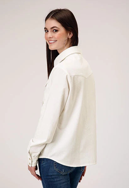 Roper 1947 Embroidery Corduroy (Cream) - Women's Western Shirt