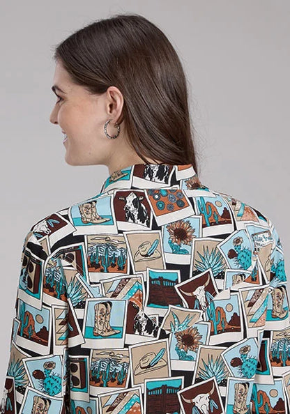 Roper 2224 Photo Collage (Multi) - Women's Western Blouse