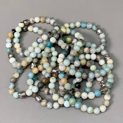 BEST WHOLESALE (12 PACK) Beaded Amagonite Crystal Bracelets 3" Green/Turquoise New