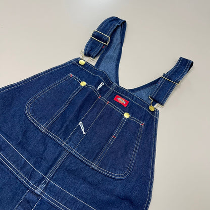 DICKIES Classic High Back Wide Leg Bib Overall Men's 32X30 Rinsed Indigo Blue