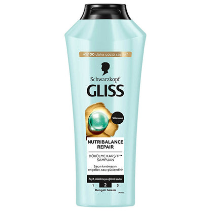 Gliss Nutribalance Repair Shampoo 13.5oz - Strengthening Formula | Salon Quality