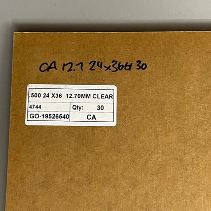 Clear Plexiglass Acrylic Plastic Piece .500 X 24" X 36" Paper Masked GO-19526540
