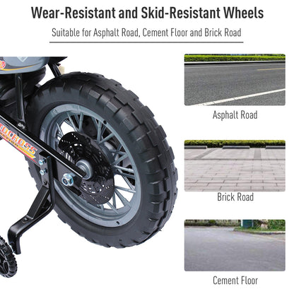 Kids 6V Electric Ride-On Motorcycle With Training Wheels, Battery-Powered, Red