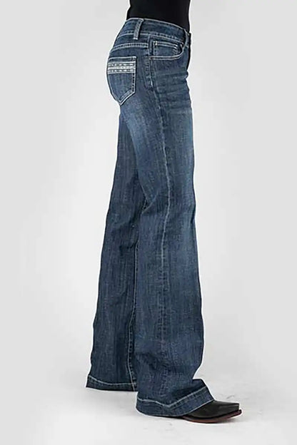 Tin Haul 460 Ella Fit Embroidered Pocket ( Denim Dark Wash ) - Women's Jeans