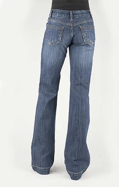 Stetson 214 Trouser Fit Pieced Back Pocket (Denim Medium Wash) - Women's Jeans