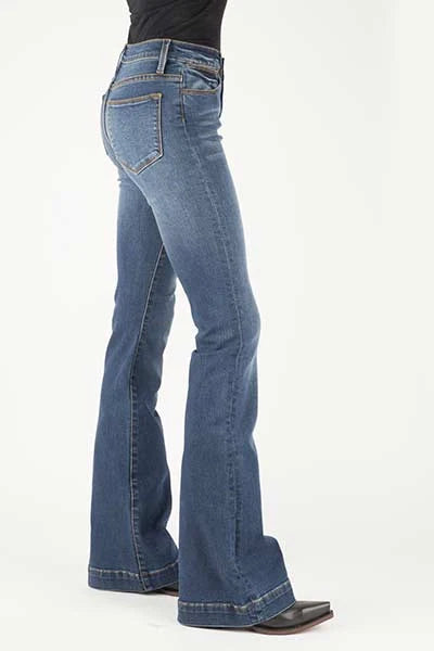 Stetson 921 High Waist Flare Fit (Brown/Medium Wash) - Women's Jeans