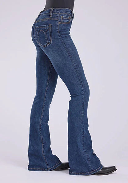 Stetson 921 High Waist Flare Fit Pieced Pocket (Dark Wash) - Women's Jeans