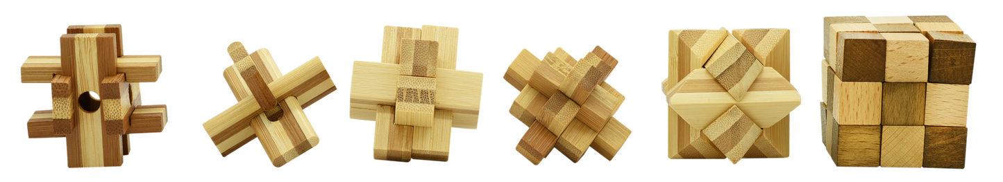 Mini Wooden Brainteaser Puzzles - 6pk