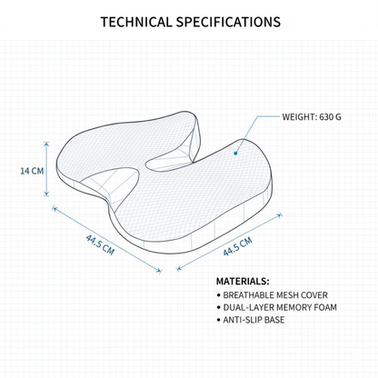 Ergonomic Memory Foam Seat Cushion for Office Chair & Car