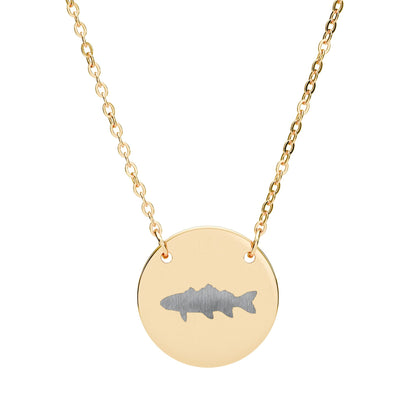 Engraved Circle Necklace with Sawtooth Fish