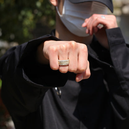 Hip-hop style zircon rotating Cuban ring