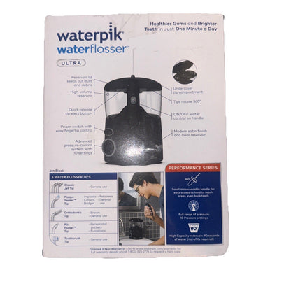 Waterpik Ultra Water Flosser with 10 Pressure Settings + 6 Tips, Black
