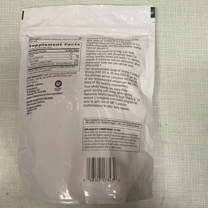 GNC Vitamin D-3 Soft Chews 1000IU - Chocolate