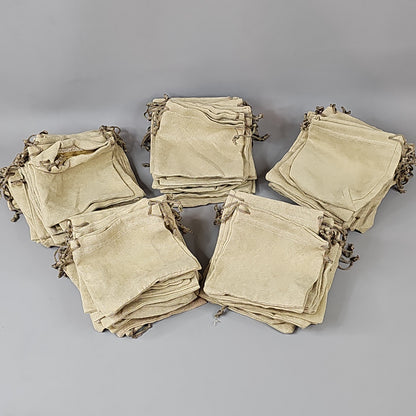DRAWSTRING POUCH 100 Count 4.75" x 4.75" Medium Fabric Bag for Gifts, Party & Wedding Favors, Jewelry, Game Pieces (New)