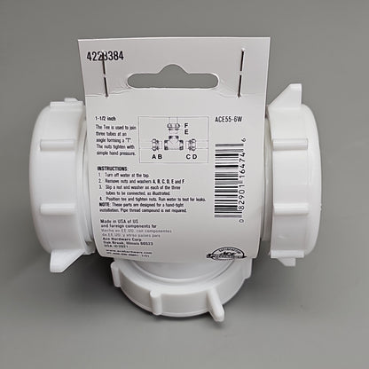 ACE Coupling Plastic Tee 3 Way 1.5" 5-Pk ACE55-6W 4223384 (New)