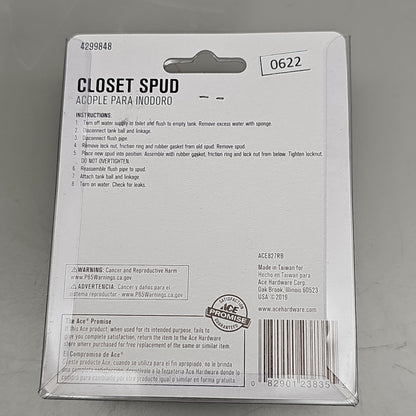 ACE HARDWARE Closet Spud 6-Pk 1.5" x 1.5" ACE827-RB 4299848 (New)