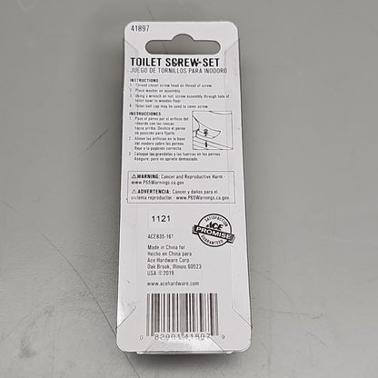 ACE HARDWARE Toilet Screw Set 12-Pk 1/4" x 3.5" Brass ACE835-161 41897 (New)