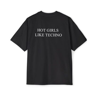 Hot Girls Like Techno Premium Heavy Oversized Short Sleeve T-Shirt