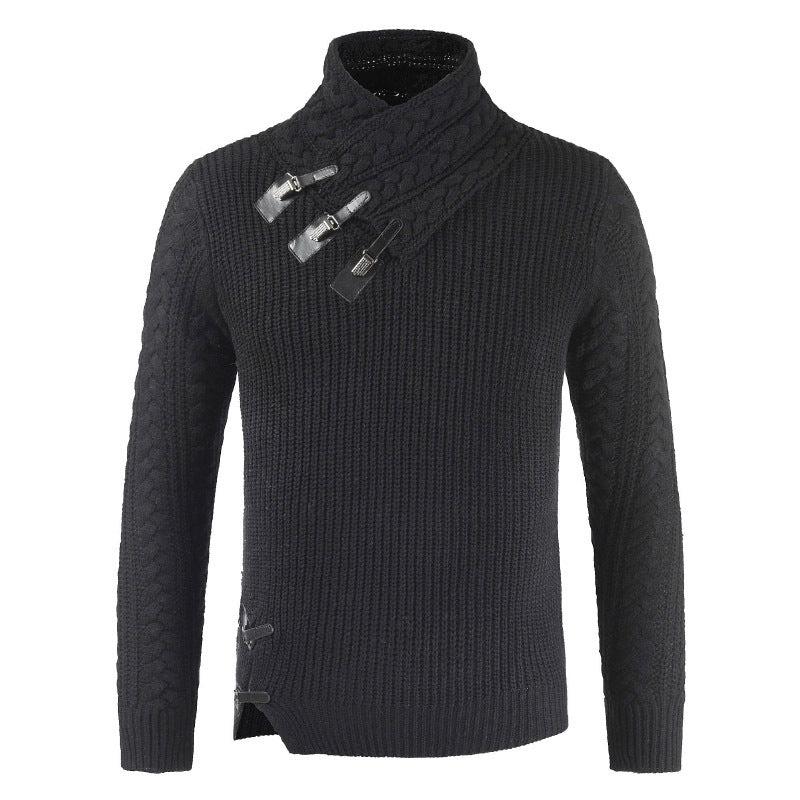 Men's Scalp Button Irregular Long Sleeve T-Shirt