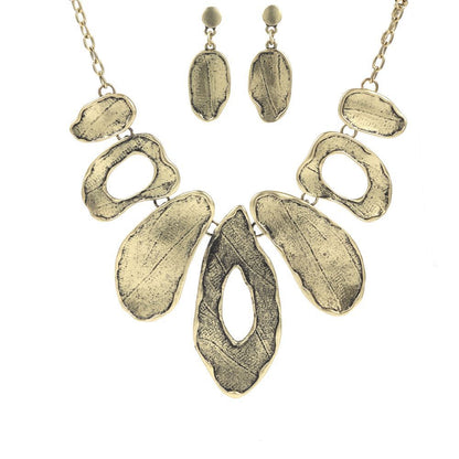 Alloy Geometric Irregular Oval Colorful Oil Necklace Hollow Design Women's Necklace Eardrop Set