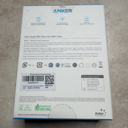 Anker 511 20W USB-C Fast Charger 2-Pack with Cables, White