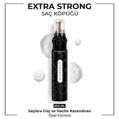 Morfose Extra Strong Hair Styling Mousse - 6.76 fl oz, Strong Hold, Volume Enhancer, Multivitamin Enriched