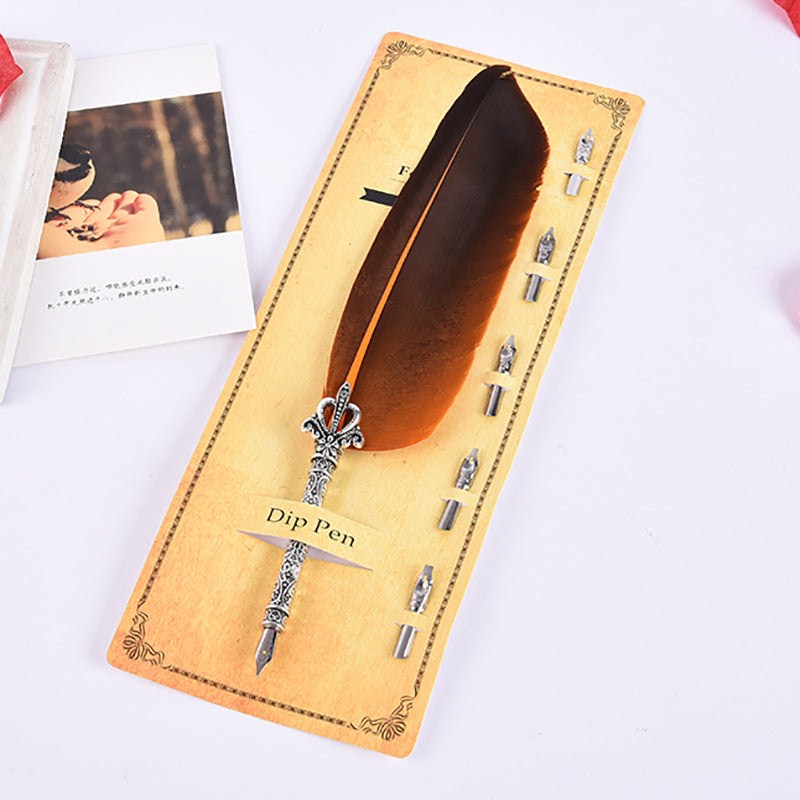 Creative Retro Turkey Feather Pen Teacher's Day Gift