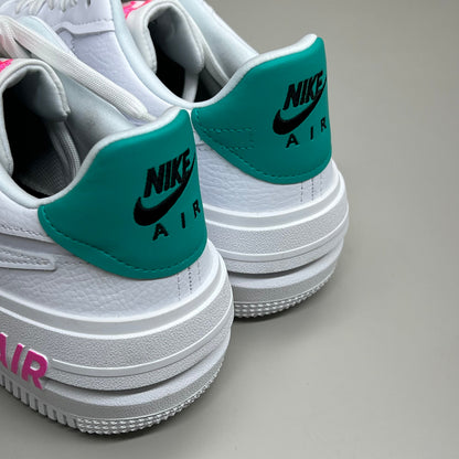 NIKE Air Force 1 PLT.AF.ORM Tapered Toe Shoes Sz Women's 8 White/Pink/Blue FN7180-100