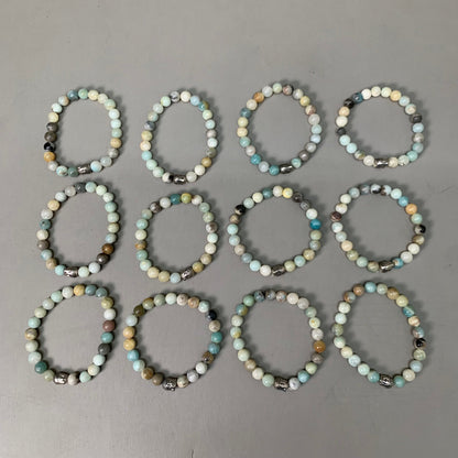 BEST WHOLESALE (12 PACK) Beaded Amagonite Crystal Bracelets 3" Green/Turquoise New