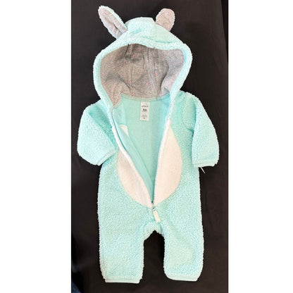 Carter's Baby Girls Hooded Fleece Coverall, Minty