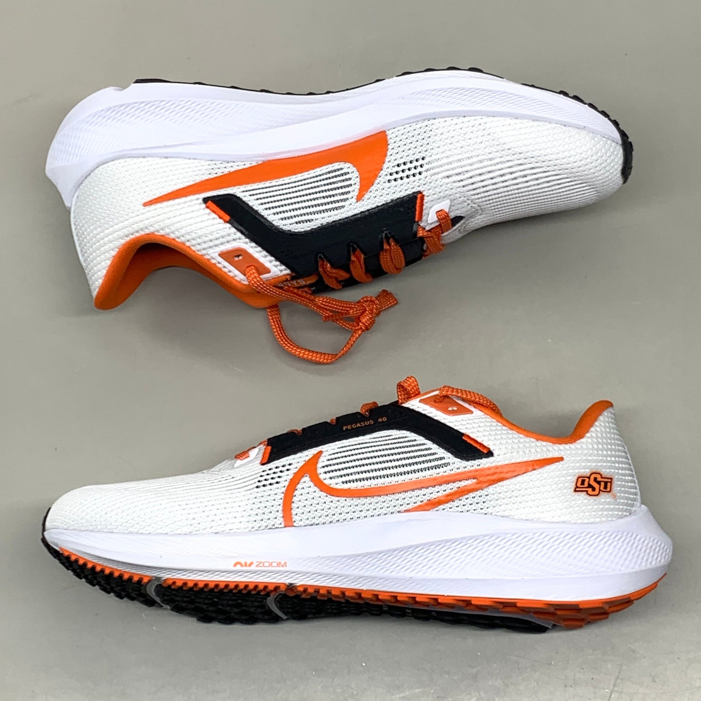 NIKE Zoom Pegasus 40 OK STATE White Shoes, Brilliant Orange & Black 8 W 6.5 M DZ5973-100