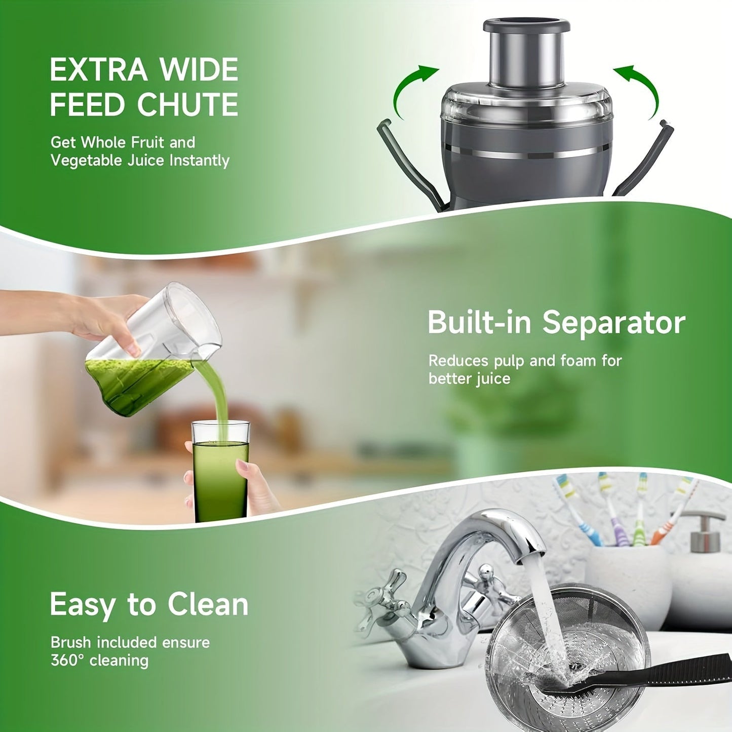 500W Juicer Machine for Fruits & Veggies – Wide Mouth, Stainless Steel, Easy Clean