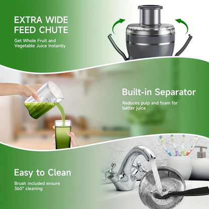 500W Juicer Machine for Fruits & Veggies – Wide Mouth, Stainless Steel, Easy Clean